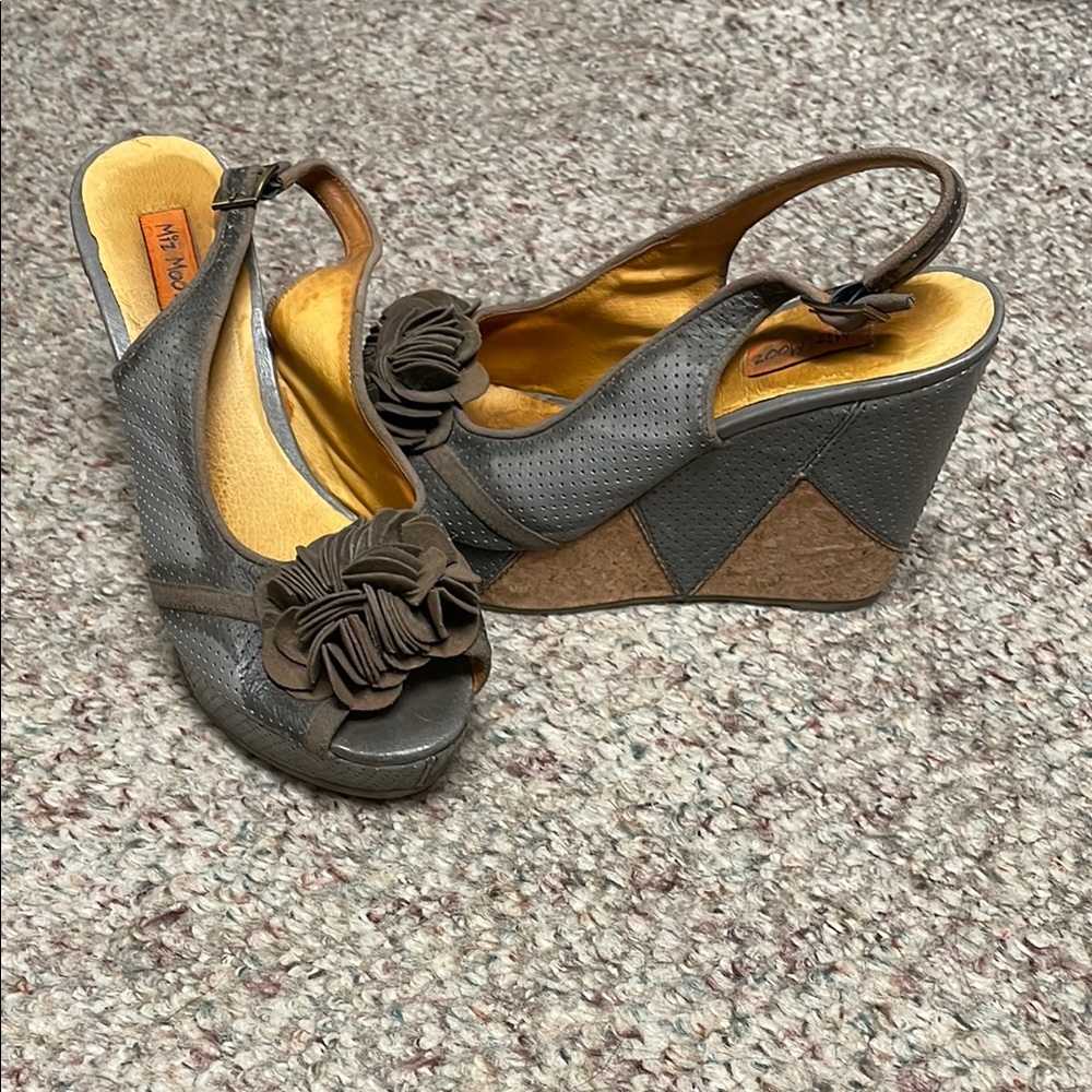 Miz mooz Lynn Wedge Sandals with Flower Embellishment